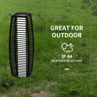 Outsunny Solar Floor Lamp, Outdoor Rattan Garden Lantern Pathway Light & Decorative Driveway Lighting with Auto On/Off LED Lights for Porch, Yard, Lawn, Courtyard, Deck, Black(m-7)