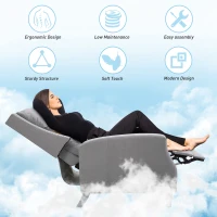 HOMCOM Manual Recliner Single Sofa Chair with Pushback, Accent Lounge Arm Chair with Retractable Footrest, Grey(m-6)