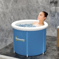 Outsunny Cold Plunge Tub, Portable Ice Bath Cold Water Therapy Tub with Thermo Lid, for Athletes Recovery, Dark Blue(m-2)
