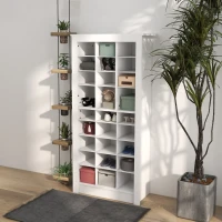 HOMCOM 58" Shoe Storage Cabinet with Adjustable Shelves for 27 Pairs, Narrow Shoe Organizer for Entryway, Hallway, White(m-10)
