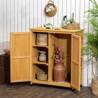 Outsunny Outdoor Storage Cabinet & Potting Table, Wooden Gardening Bench with Patio Cabinet and Magnetic Doors(m-8)