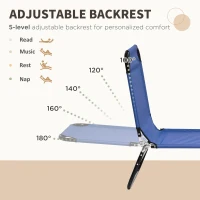 Outsunny 2 Piece Folding Chaise Lounge Pool Chairs, Outdoor Sun Tanning Chairs with 5-Level Reclining Back, Steel Frame for Beach, Yard, Patio, Blue(m-4)