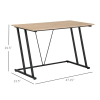 HOMCOM Home Office Computer Desk, Writing Desk, Laptop Table with Z-Shaped Metal Frame, V-Shaped Support Bar, and MDF Tabletop, Black(m-3)