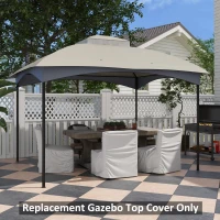 Outsunny 10' x 12' Double-Tier Gazebo Cover, Patio Gazebo Canopy Replacement with Drainage Holes, Light Grey(m-1)