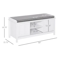 HOMCOM Entryway Shoe Bench Storage Ottoman with Sliding Doors, Adjustable Shelving, 6 Compartments, and Padded Seat, Holds 10 Pairs, White(m-3)