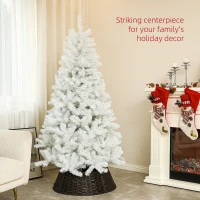 HOMCOM 6ft Unlit Artificial White Christmas Tree, Holiday Décor with 1000 Branch Tips, Auto Open and Steel Base(m-4)