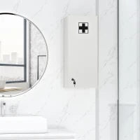 kleankin Wall Mount Medicine Cabinet, 5-tier Lockable Bathroom Cabinet with 2 Keys and Adjustable Shelves, White(m-8)