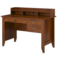 HOMCOM Computer Desk with Storage Hutch, Drawers, Shelf, Home Office Writing Table Study Workstation with Cable Management, Brown(m-2)