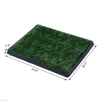 PawHut Dog Grass Pad with Tray, Artificial Grass for Dogs, Doggy Bathroom Toilet Potty Tray Indoor Outdoor Puppy Potty Training (51 x 63 CM)(m-3)