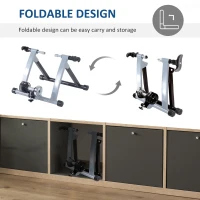 Soozier Foldable Indoor Bike Trainer, Stationary Bicycle Stand for Indoor Cycling Riding Exercise, 26-28" & 700C Wheels, Silver(m-4)