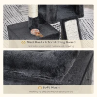 PawHut Plush Cat Tree Tower w/ Sisal Scratching Post Board Perch Condo Dark Grey(m-5)