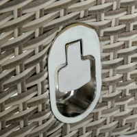 Outsunny 3 Piece Patio Bistro Set, PE Wicker Furniture Conversation Set w/ Tufted Cushion Reclining Chairs & Coffee Table, Gray(m-8)