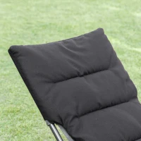 Outsunny Folding Lounge Chair, Mesh Fabric Lounger with Thick Padded Cushion and Armrest, Camping Beach Chair for Poolside, Deck, Backyard, Black(m-9)