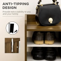 HOMCOM Shoe Storage with Double Doors and Open Shelves 13 Pair Shoe Storage Organizer for Entryway Hallway Brown and White(m-6)