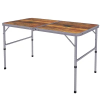 Outsunny 35.5" Outdoor Folding Portable Camping Picnic Table with Adjustable Height, Aluminum Frame for BBQ, Party, Coffee(m-2)