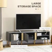 HOMCOM TV Stand for TVs up to 55", TV Cabinet with Shelves and Cable Holes, Entertainment Unit for Living Room, Dark Grey(m-4)