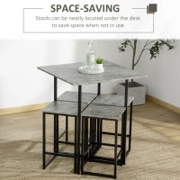 HOMCOM 5 Pieces Bar Table Set, Square Concrete Effect Dining Table Set, Small Kitchen Table and Chairs Set for 4 People, Gray(m-5)