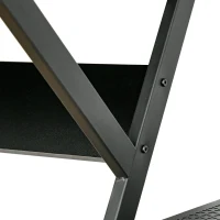 HOMCOM Industrial Computer Desk with Monitor Shelf, R Shaped Writing Table for Home Office, Black(m-7)