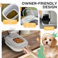 PawHut 6-30lb Dog Food Storage Container Collapsible Design with Airtight Lids, Rolling Wheels, Cup, Bowl, Spoon, Grey(m-7)