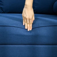 HOMCOM 56" Loveseat Sofa for Bedroom Upholstered 2 Seater Couch with Back Cushions and Pillows, Blue(m-10)