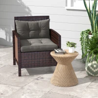 Outsunny 2-Piece Back and Seat Cushion Pillows Replacement, Button Tufted Patio Chair Cushions Set, Charcoal Grey(m-7)