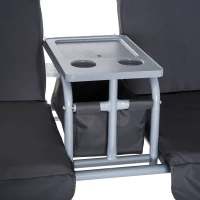Outsunny Double Outdoor Swing Chair 2 Person Covered Swing Porch Swing w/ Pivot Table & Storage Console, Grey(m-9)