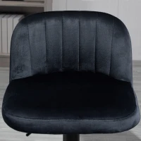 HOMCOM Adjustable Bar Stools Set of 2, Velvet Counter Height Barstool, Upholstered Kitchen Stool with Swivel Seat, Steel Frame, Footrest for Kitchen Counter and Dining Room, ‎Black(m-8)