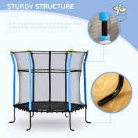 Soozier 63" Kids Trampoline Mini Indoor Bouncer Jumper with Enclosure Net Elastic Thick Padded Pole Gift for Child Toddler Age 3-10 Years Old Blue(m-5)