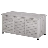 Outsunny 75 Gallon Wooden Storage Box patio Deck Box Bench, Garden Backyard Outdoor Storage Container with Aerating Gap & Weather-Fighting Finish, Grey(m-12)