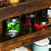 HOMCOM Industrial Kitchen Rolling Cart on Wheels, 4-Tier Utility Cart with Pull-out Open Shelves and Mesh Bottom, Microwave Stand for Dining & Living Room, Rustic Brown(m-10)