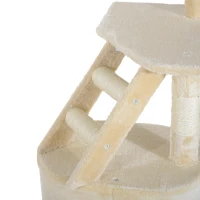 PawHut 49” Deluxe Cat Tree Furniture Scratching Pet Tower Kitten Play Post (Creamy White)(m-9)