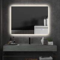 HOMCOM Dimmable Bathroom Mirror with Lights, 37" x 35" Backlit LED Mirror w/ Anti-Fog, Memory & Infinite Color Temperature(m-10)