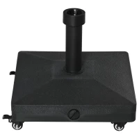 Outsunny HDPE Square Parasol Base, Portable Umbrella Stand Weights for Cantilever Banana Parasol with Wheels, 35lbs with Water or 40lbs with Sand, for Φ0.75", Φ1.5" Pole, Black(m-11)
