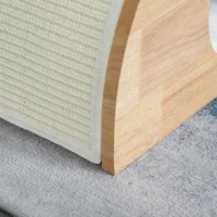 PawHut Wooden Cat House Kitten Condo with Cat-Shaped Entrance Sisal Scratching Carpet Soft Cushion, Natural(m-9)