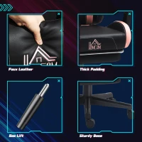 HOMCOM Cute Racing Gamer Chair, Faux Leather Gaming Chair with Footrest, Headrest and Lumbar Support, Black(m-8)