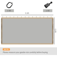 Outsunny Replacement Mesh Sidewall Netting for 10' x 10' Gazebos and Canopy Tents with Zippers, (Sidewall Only) Beige(m-3)