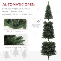 HOMCOM 6ft Artificial Pencil Christmas Tree with 618 Branches, Pinecones, Metal Stand, Realistic Xmas Tree for Home(m-6)