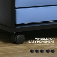 Vinsetto Lateral File Cabinet with Wheels, Mobile Printer Stand with Open Shelves and Drawers for A4 Size Documents, Black(m-7)