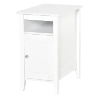 HOMCOM Wooden3-Tier Modern Nightstand with Pullout Shelf, Adjustable Open Shelf, and Door Cabinet, White(m-2)