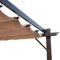 Outsunny 10' x 13' Aluminum Patio Pergola with Retractable Pergola Canopy, Backyard Shade Shelter for Porch, Outdoor Party, Garden, Grill Gazebo, Brown(m-9)