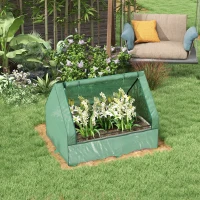 Outsunny Raised Garden Bed, Outdoor Metal Planter Box with Mini Greenhouse, Green and Silver(m-2)