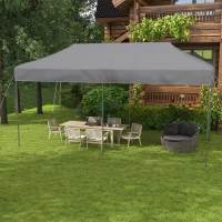 Outsunny 10' x 20' Pop Up Canopy Tent, Outdoor Easy up Tent with 3-Level Adjustable Height, Wheeled Carry Bag, Gray(m-2)