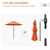 Outsunny 9FT 3 Tiers Patio Umbrella Outdoor Market Umbrella with Crank, Push Button Tilt for Deck, Backyard and Lawn, Orange(m-6)