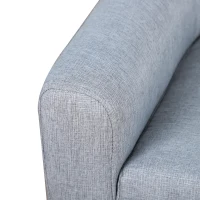 Qaba 2-Seat Linen Fabric and Wooden Frame Sofa Couch for Kids and Toddlers Ages 3-7, 11" High Seat, Grey(m-10)