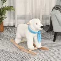 Qaba Kids Ride On Rocking Horse with Soft Polar Bear Body, Fun Roaring Sound, & Safety Handlebars/Footrests(m-2)