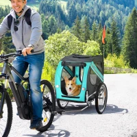 Aosom Dog Bike Trailer with 3 Entrances Large Wheels, Green(m-2)