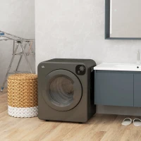 HOMCOM Compact Laundry Dryer Machine, 1300W, 3.22 Cu. Ft. Electric Portable Clothes Dryer with 7 Drying Modes for Apartment or Dorm, Grey(m-10)