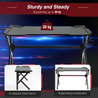 HOMCOM 47" Gaming Desk, Home Office Computer Table Workstation with Cup Holder, Headphone Hook, Black(m-6)