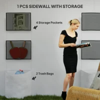 Outsunny 10' x 10' Pop Up Canopy Tent with Sidewall, Height Adjustable Instant Sun Shelter with Storage Pockets, Light Grey(m-5)