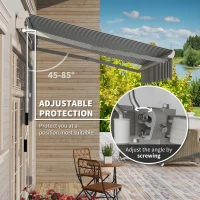 Outsunny 8' x 6.6' Patio Retractable Awning, Manual Exterior Sun Shade Deck Window Cover, Green Striped(m-4)